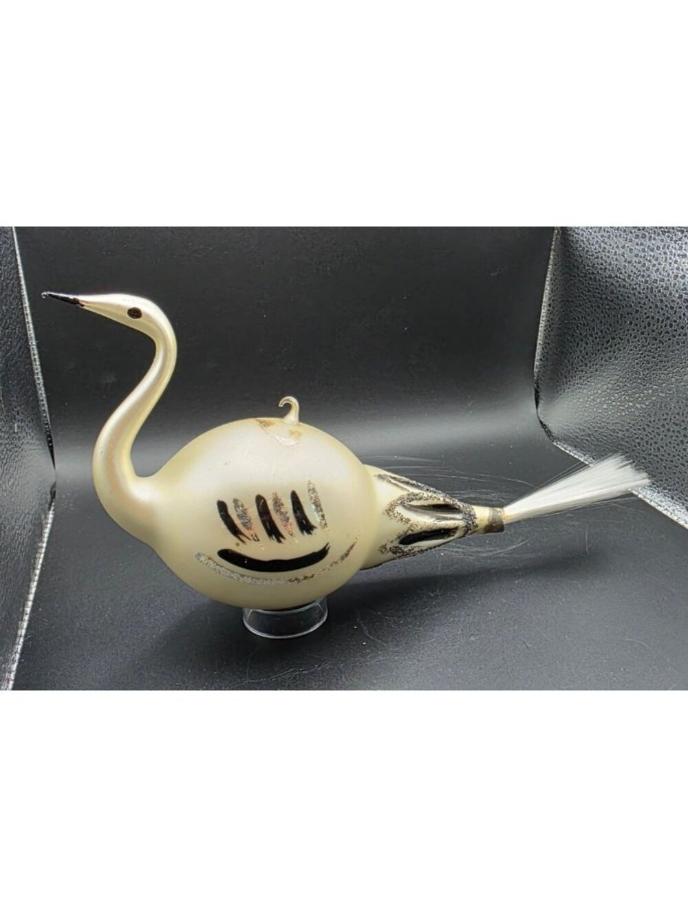 Jumbo Vintage MCM Mercury Glass West Germany Bird Christmas Ornament w Mica